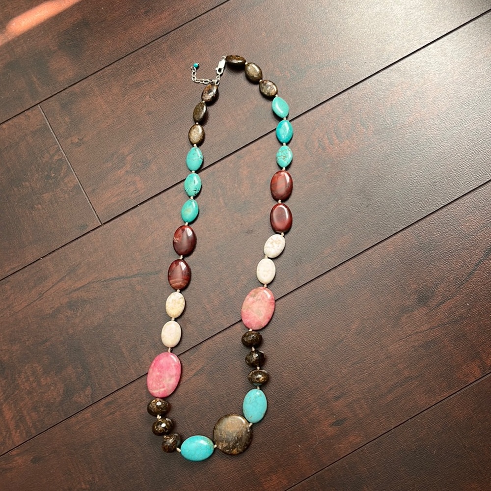Multi Stone Turquoise Sterling Silver Necklace - image 1